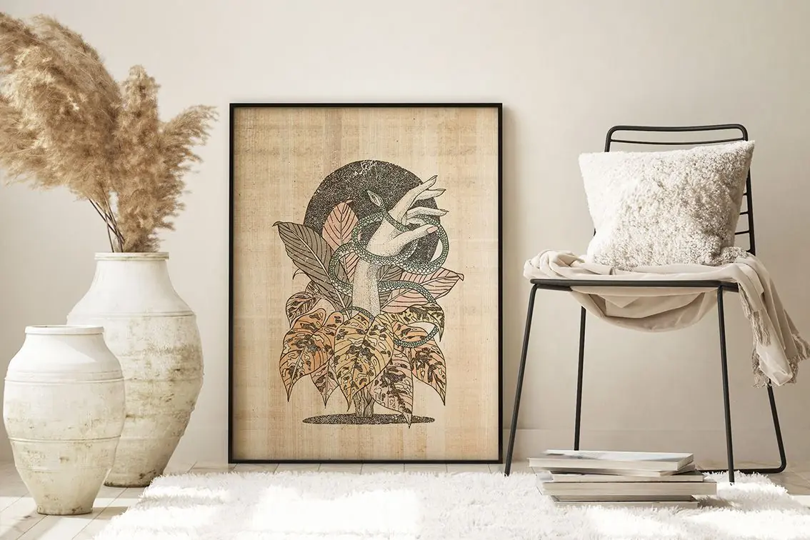 Boho home decor embodies natural colours, and soft textures and places art centre stage