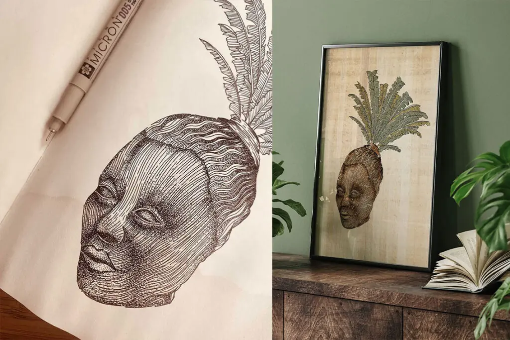 african mask drawing